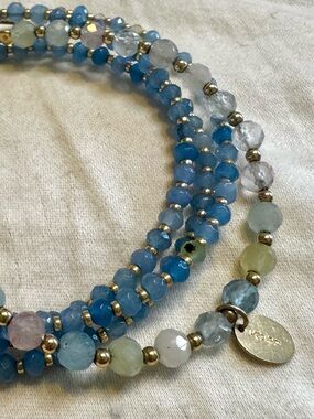 27. Blue Quartz Triple Wrap Bracelet & Fluorite & Gold Filled Bracelet